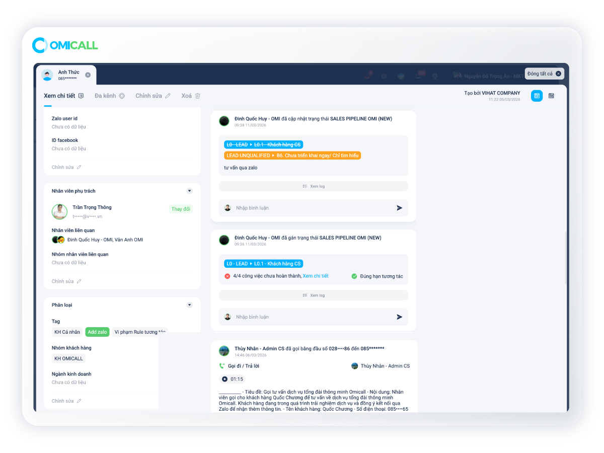 Customer profile and 360° timeline