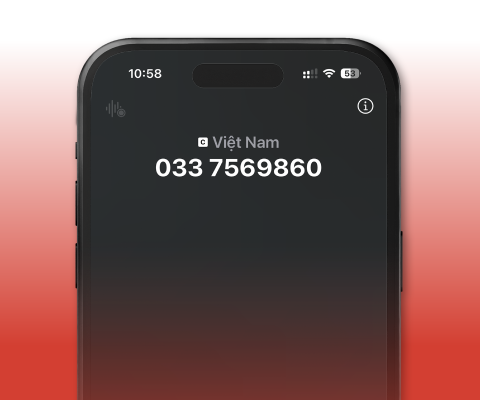 Customer phone showing only an unknown number on a standard call