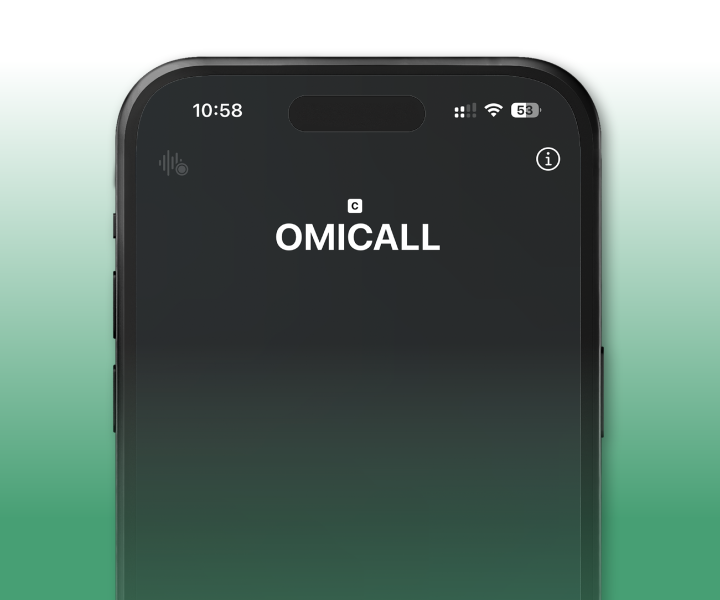 Customer phone showing the OMICALL brand name on an incoming call