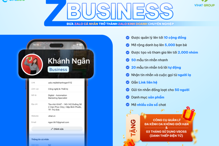 Sở Hữu zBusiness Chỉ Với 7K/Ngày - Biến Zalo OA Thành Công Cụ Bán Hàng Đỉnh Cao!