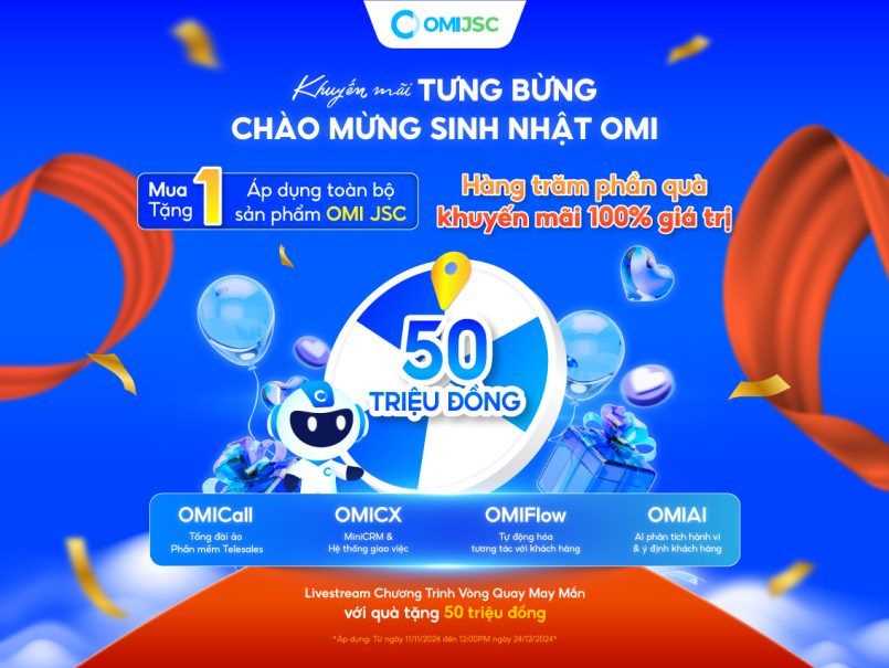 Cơ hội nhận quà trị giá 50 triệu đồng - Cùng OMI về đích cuối năm với ưu đãi không giới hạn!