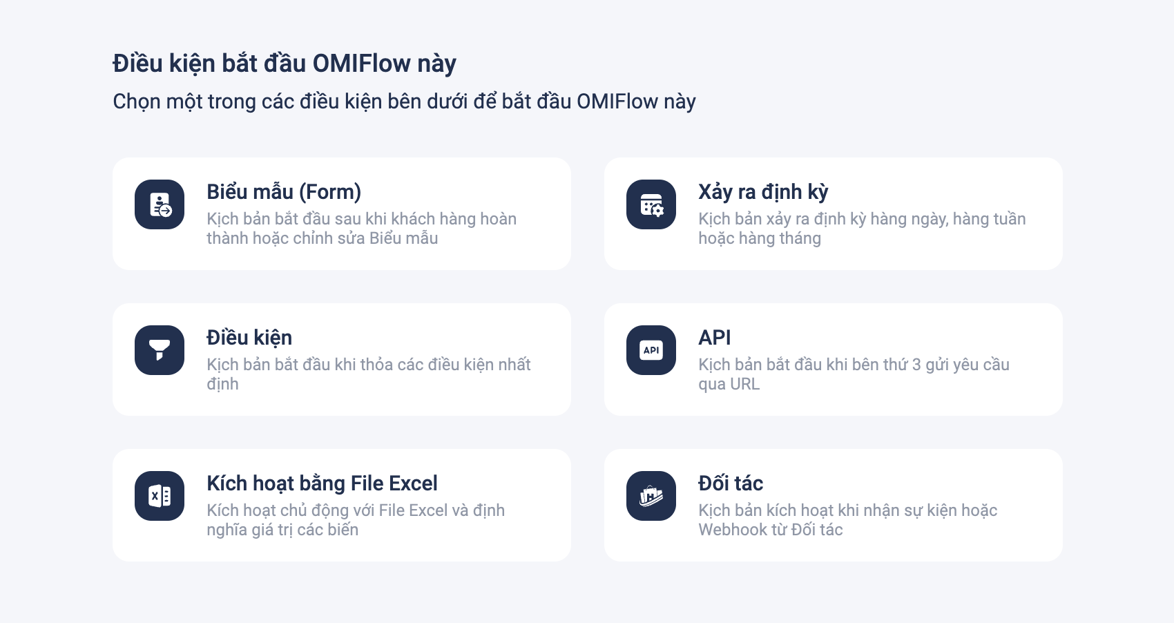 Điều kiện bắt đầu OMIFlow là gì?