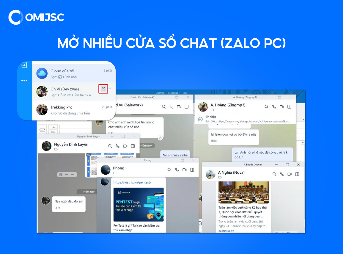 Mở nhiều cửa sổ chat đồng thời (Zalo PC)