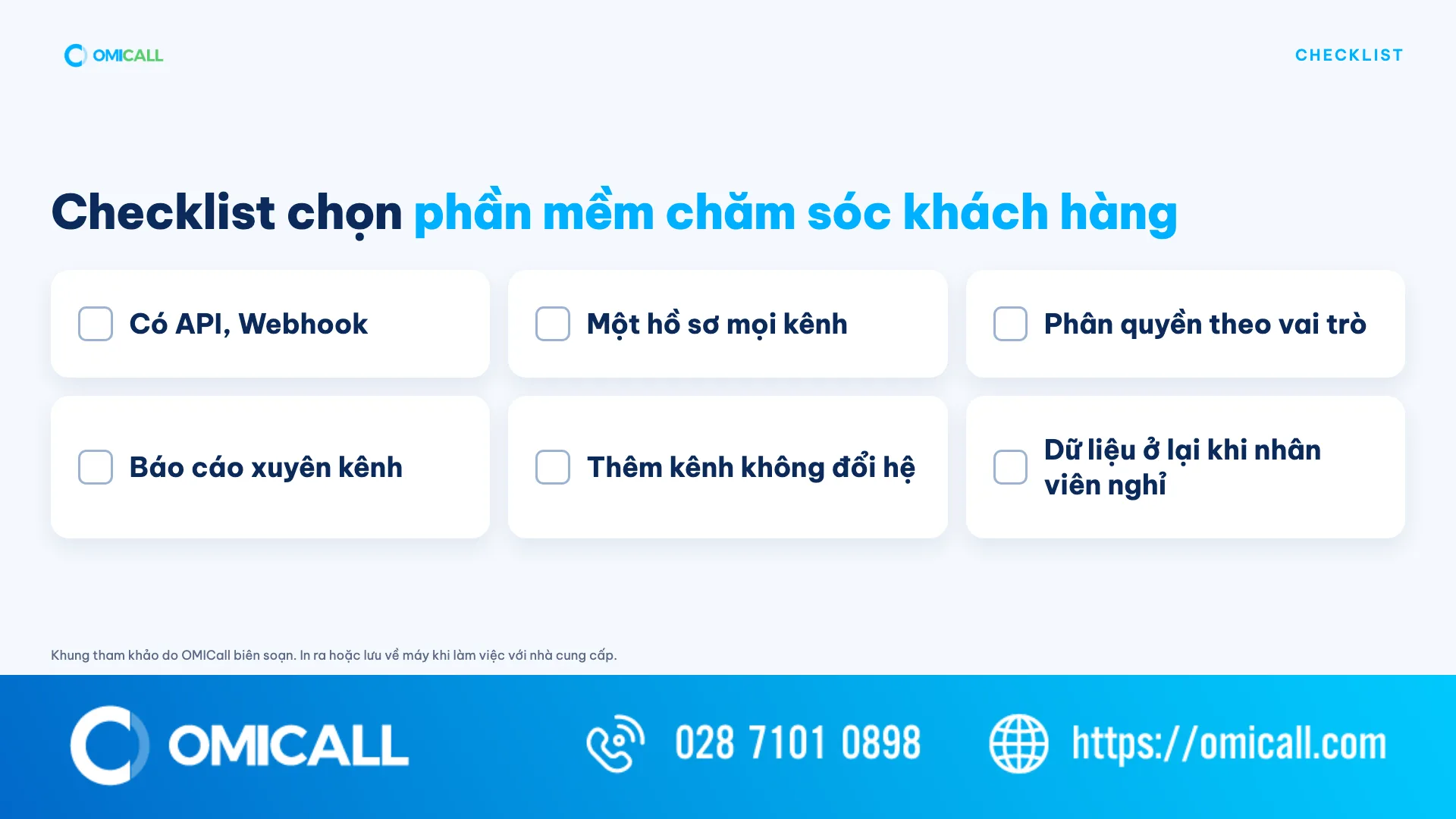 Checklist tiêu chí chọn phần mềm chăm sóc khách hàng