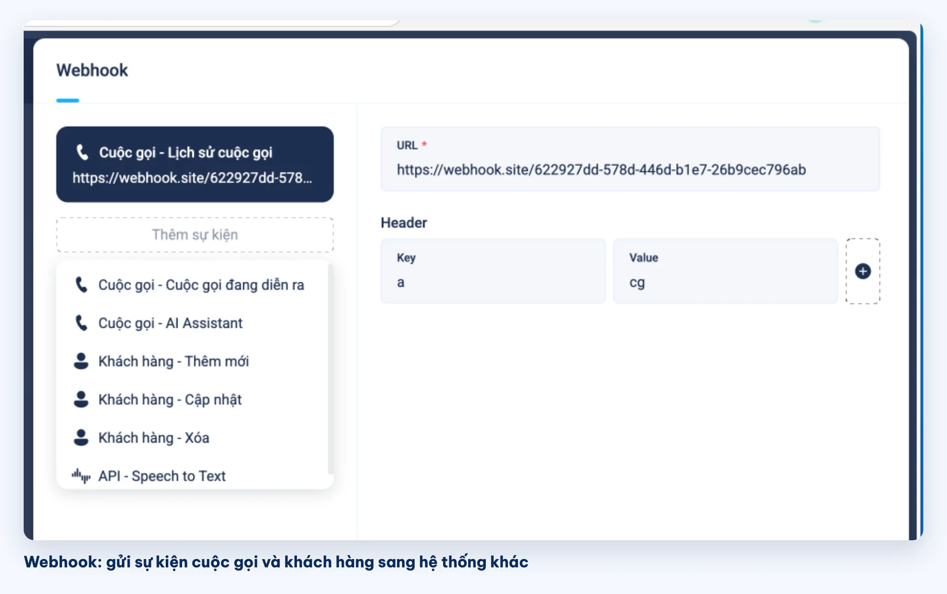 Cấu hình Webhook sự kiện cuộc gọi và khách hàng trên OMICall