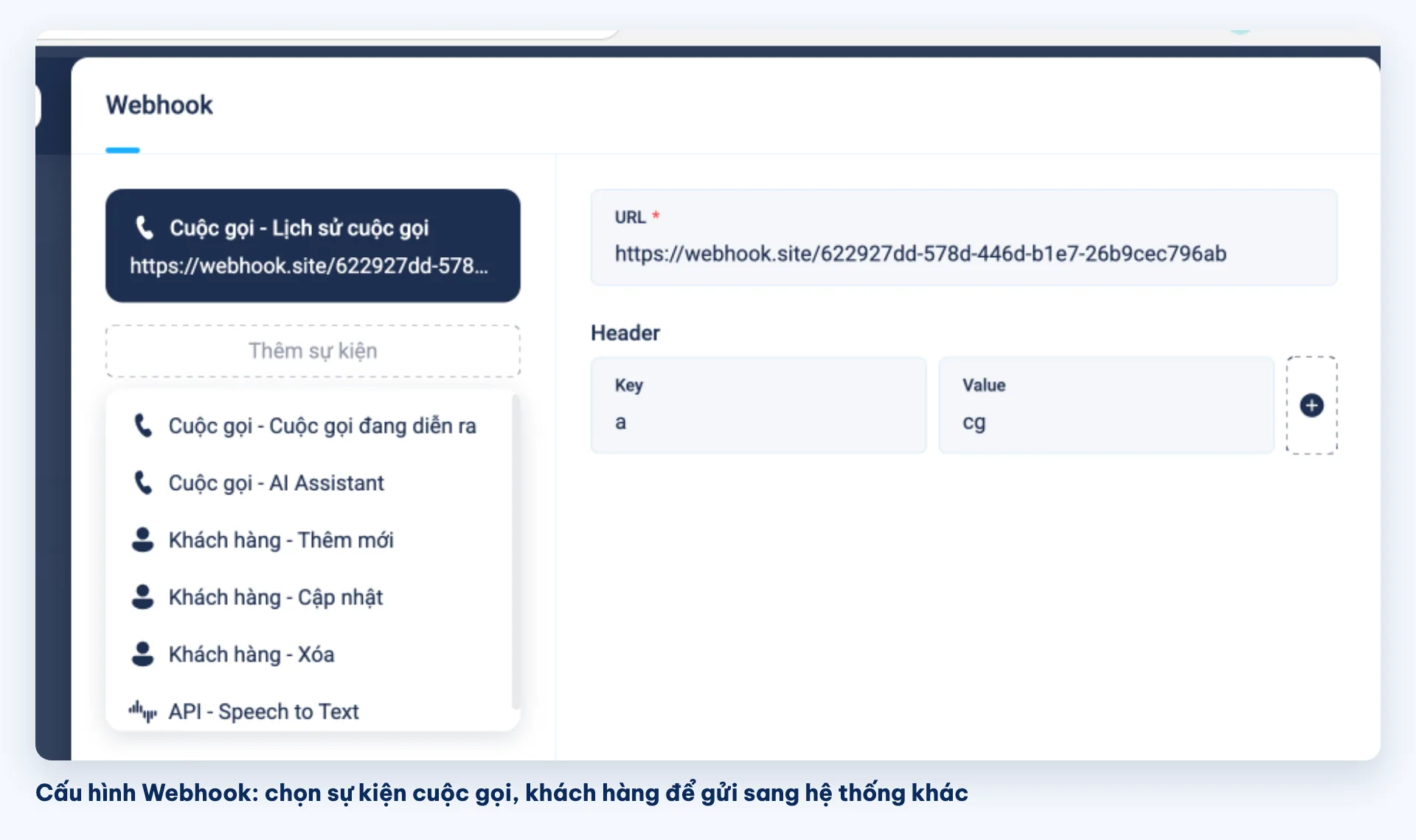 Cấu hình Webhook sự kiện cuộc gọi và khách hàng trên OMICall