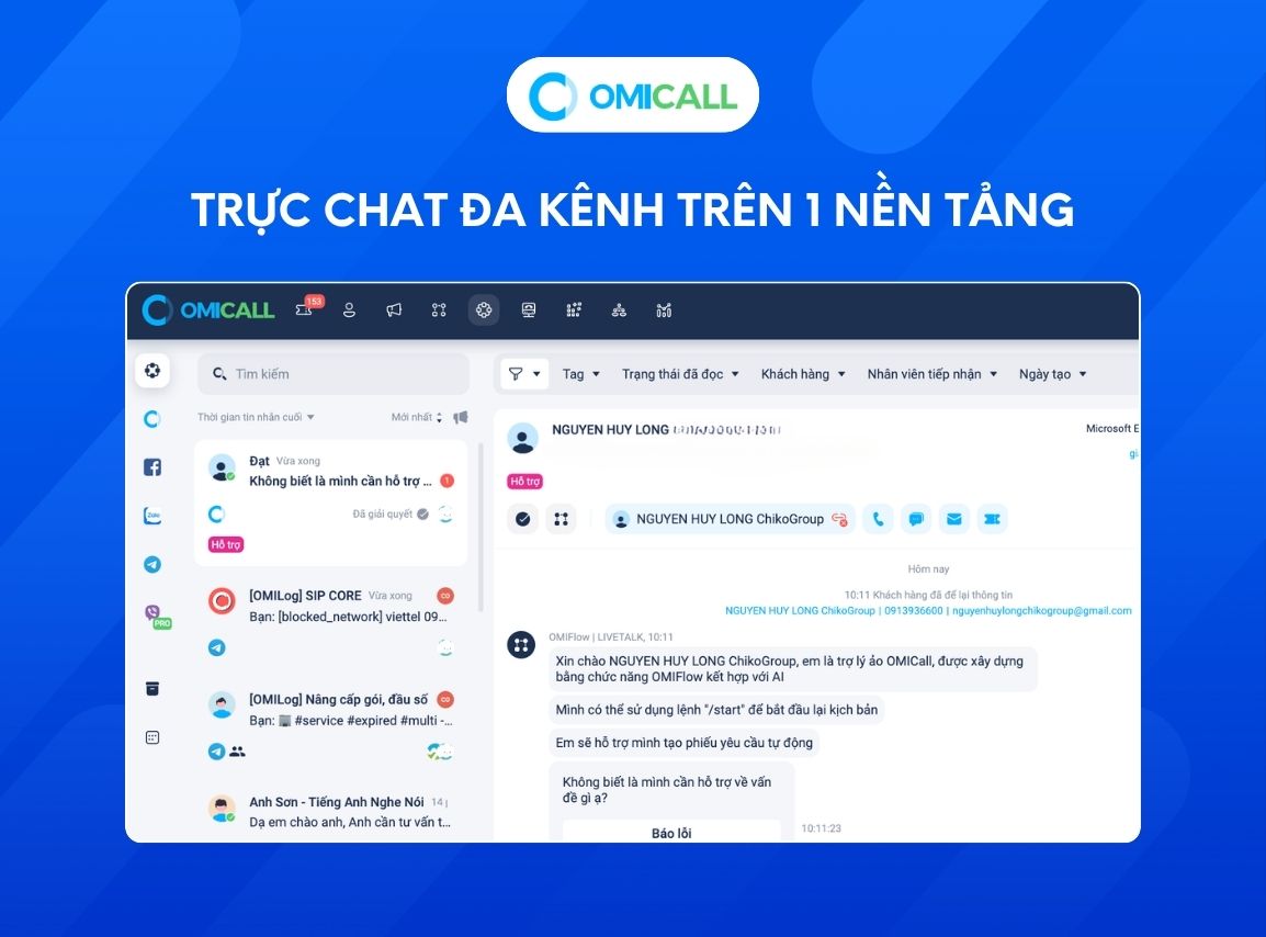 Trực chat đa kênh trên một nền tảng
