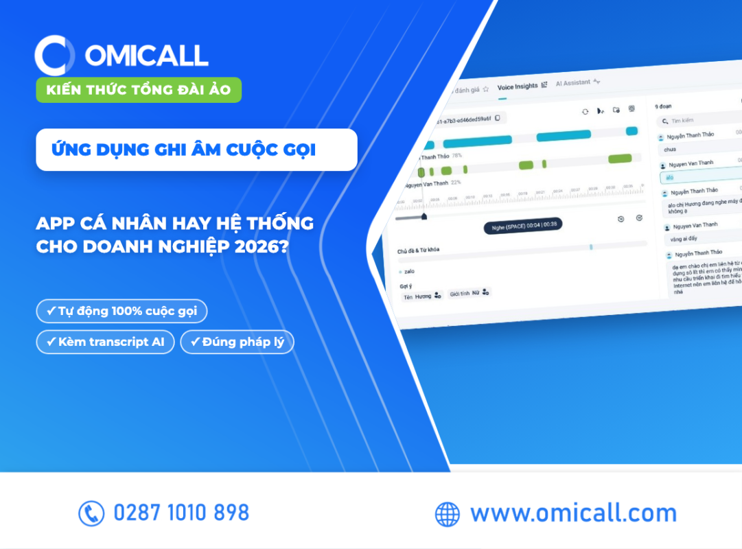 Ứng dụng ghi âm cuộc gọi: app cá nhân hay hệ thống cho doanh nghiệp 2026 - OMICall
