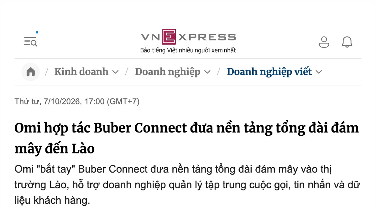 OMI JSC hợp tác Buber Connect – VnExpress đưa tin
